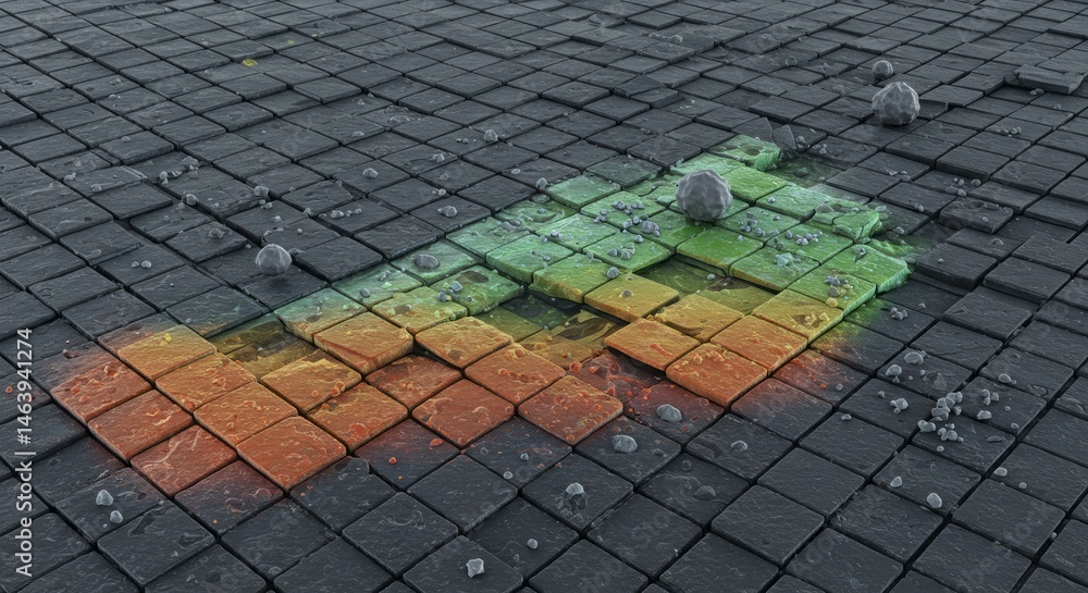 Poster abstract colorful tiled surface with gradient colors and textured details