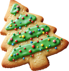 Naklejka premium Christmas Tree-Shaped Gingerbread Cookie