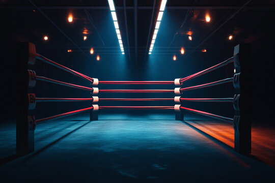 Empty Boxing Ring Dramatic Lighting Fight Night - Powered by Adobe