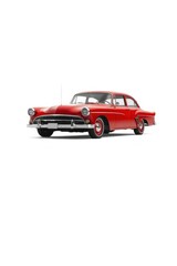 Fototapeta premium Red Vintage Car on White Background Studio Shot Classic Vehicle