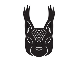 head emblem silhouette monochrome with patterns illustration. Trendy creative fabulous mystic folklore 