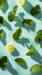 Fresh mint and lime pattern