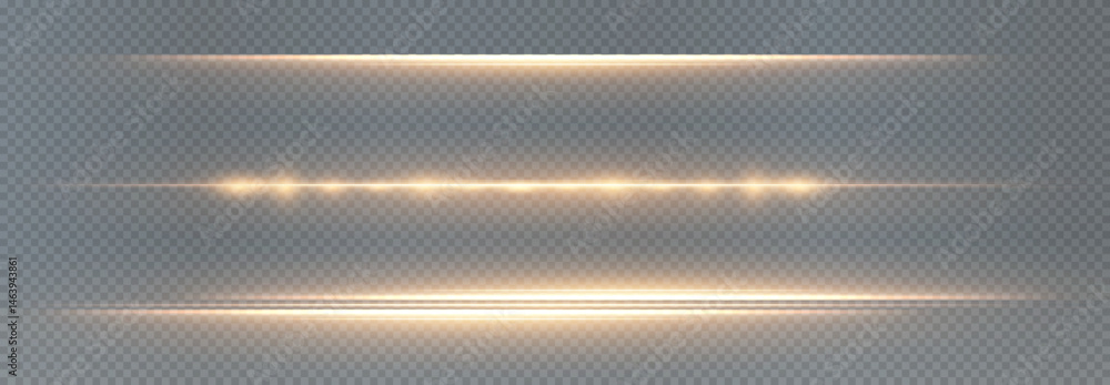 Poster bright golden glow with sparkles, flares, and dynamic light streaks on a transparent background. per