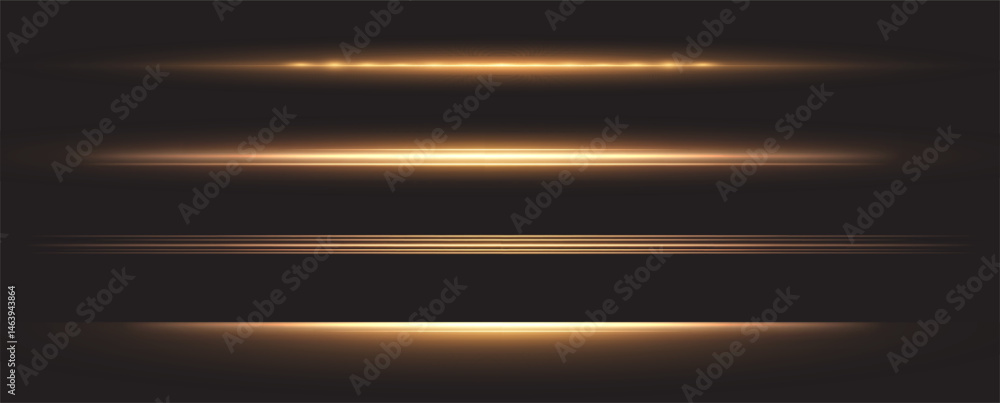 Poster bright golden glow with sparkles, flares, and dynamic light streaks on a transparent background. per