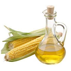 Corn oil in glass isolated on transparent background