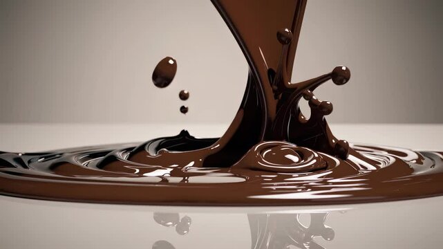 Flowing melted chocolate swirling in rich glossy texture signifies temptation indulgence sensory delight craving gratitude inviting warmth desire luxurious culinary comfort