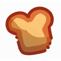 vector illustration of a sweet slice of bread from the front view on transparent background
