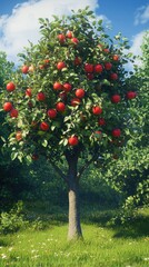 Lush apple tree laden with ripe fruit (2)