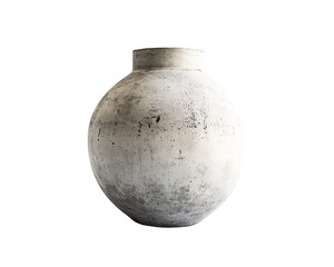 a white round vase with a white background