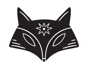 fox head emblem silhouette monochrome with patterns illustration. Trendy creative fabulous mystic folklore 