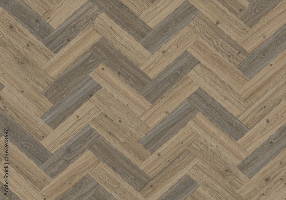 Poster herringbone pattern with brown and gray textured interlocking tiles