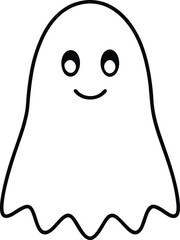 Obraz premium Cute Spooky Ghost Line Art Simple Halloween Design for Cards Prints and Web