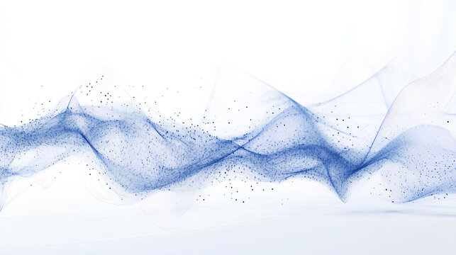 Abstract cloud computing technology with blue wireframe graphics and nodes on a white background. Concept of digital data storage system