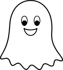 Cute Spooky Ghost Line Art Simple Halloween Design for Kids