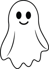 Cute Spooky Ghost Line Art Simple Halloween Design for Kids