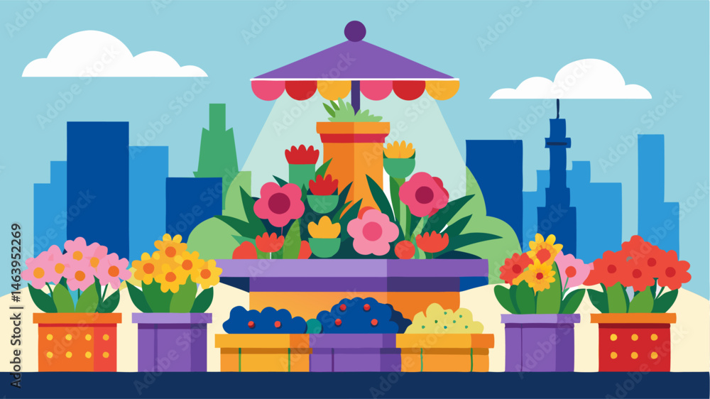 Aufkleber the markets centerpiece a towering display of freshly flowers in every color imaginable creating a b