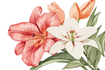 set of floral elements