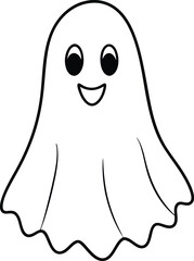 Cute Spooky Ghost Line Art Simple Halloween Design Element