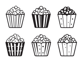 Minimalist Popcorn Vector Illustration in Simple Line Art Style