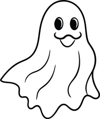 Cute Spooky Ghost Line Art Simple Halloween Design for Cards Prints and Web