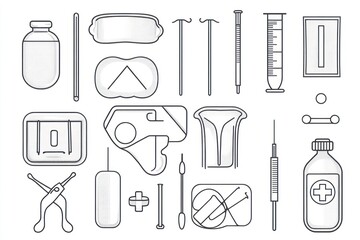 Fototapeta premium Medical Supplies Collection Illustration
