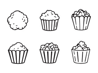 Clean Line Art Drawing of Popcorn in Modern Design