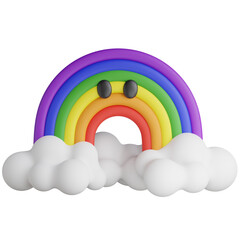 3D render of Cute and Colorful Clouds with a Rainbow in the Concept of Pride Month