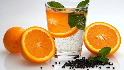 Fresh Orange Sparkling Water with Mint