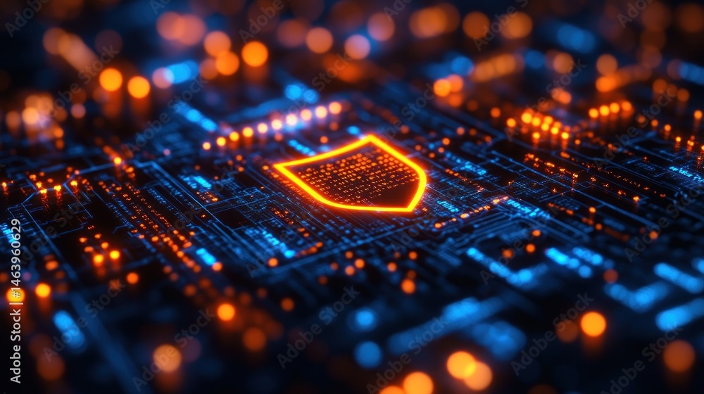 Poster cybersecurity: digital shield protecting data in the network