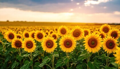 Fototapeta premium Sunflower Field at Sunset
