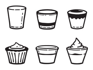 Pudding Cup Minimalist Vector Line Art Illustration
