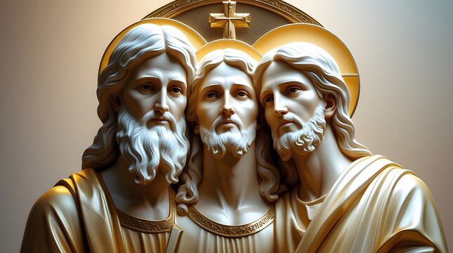 traditional icon of the trinity, with depictions of the father, son and holy spirit, created with generative ai