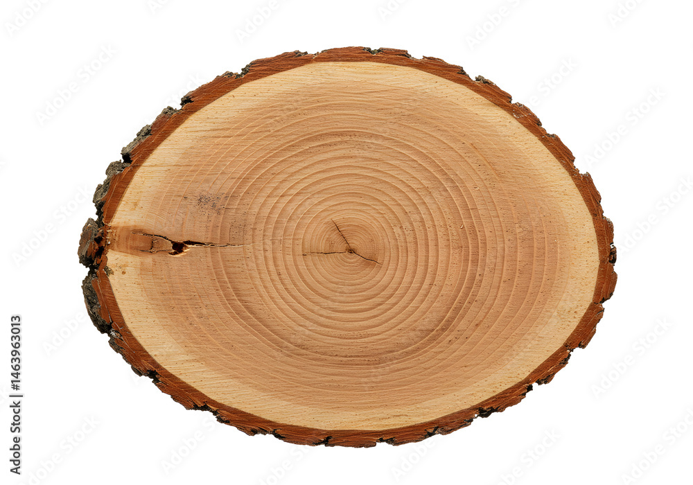 Poster isolated tree rings displaying wood texture on a white background