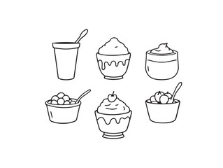 Hand Drawn Pudding Cup Dessert Line Art Design