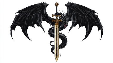 Fototapeta premium Dragon with Sword, Fantasy Art (1)