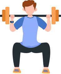 Obraz premium Young Man Performing a Barbell Back Squat Exercise