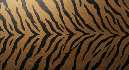 Luxurious Gold and Black Tiger Stripe Pattern Animal Print Texture Background