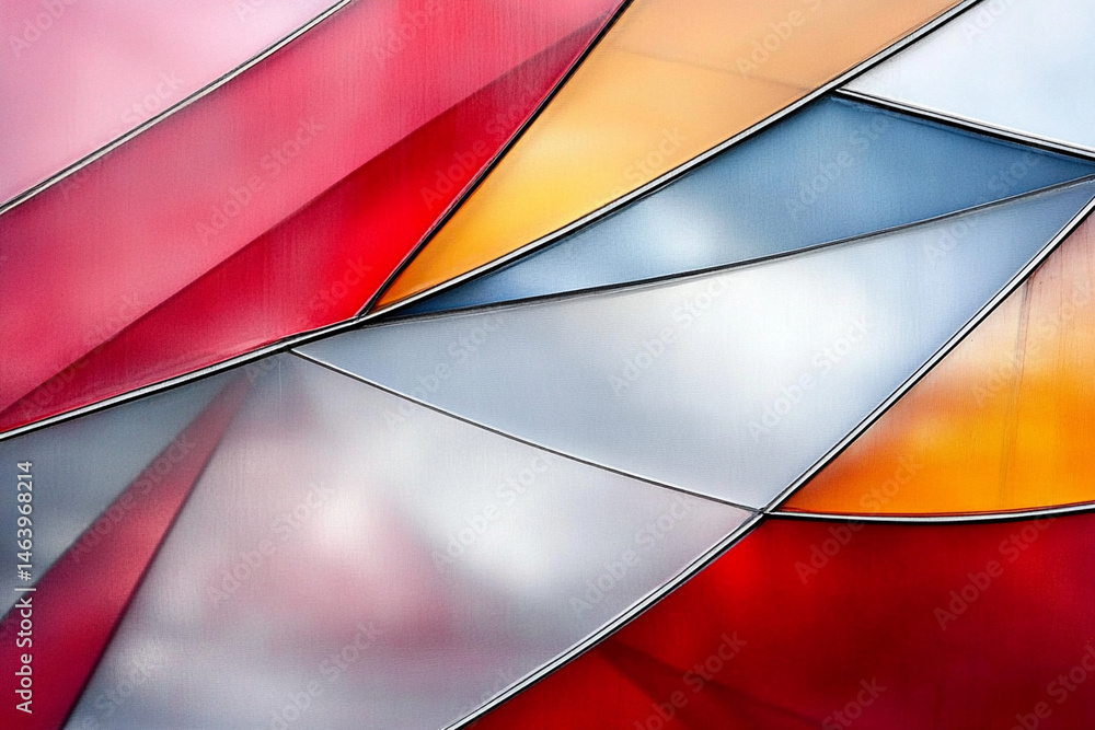 Aufkleber dynamic interplay of bold geometric shapes illuminated by vibrant lighting against a backdrop of cha
