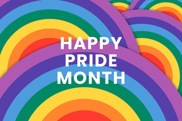 Happy Pride Month in June. LGBTQ multicolored rainbow flag. Original color symbol of gay pride concept background, high resolution poster	