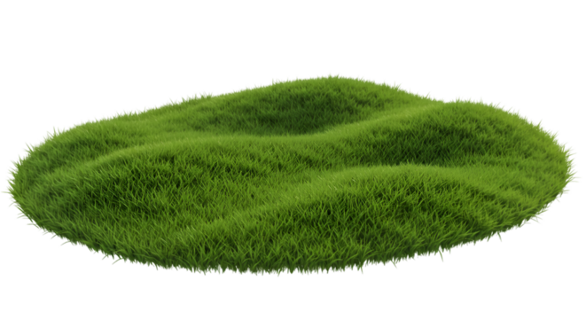 Verdant undulating grassy mound amidst darkness