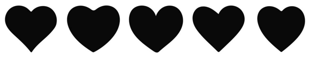 Black heart set vector image on white background. Black heart icons set vector. Various simple black vector heart love icon. Heart collection. Vector art