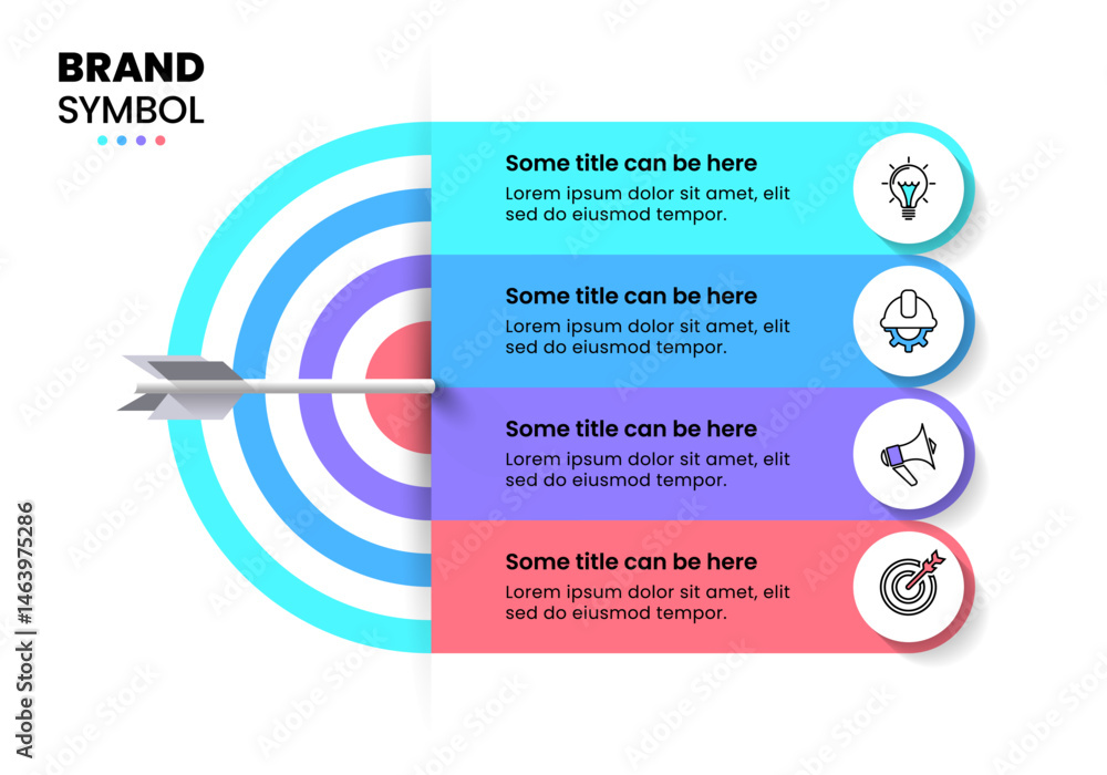 Poster infographic template. dartboard with 4 steps and icons