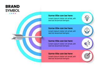 Infographic template. Dartboard with 4 steps and icons