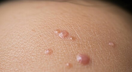 Molluscum Contagiosum on skin, close-up,  viral skin