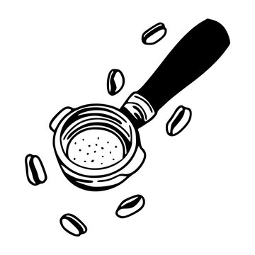 espresso machine portafilter outline vector graphic