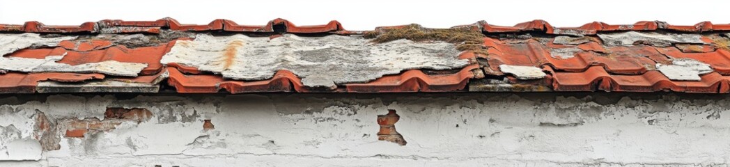 Weathered Red Brick Roof and White Wall Texture