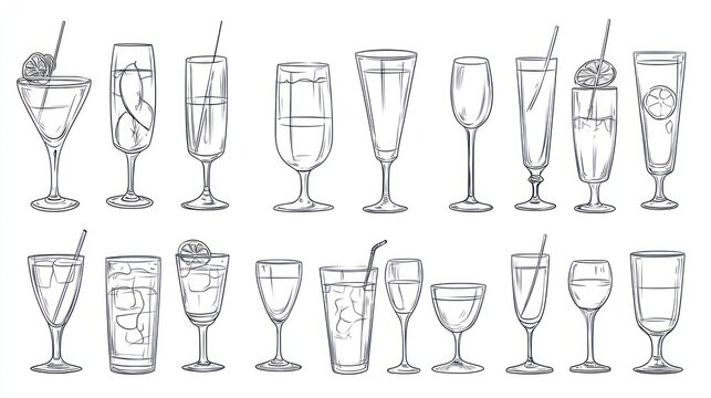 Assorted Drink Glasses Illustration