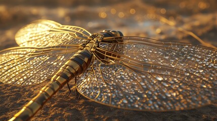 Fototapeta premium Detailed close-up of a dragonfly's wings.