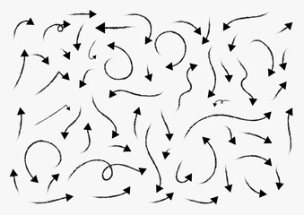 Hand-Drawn Arrow Vector, Smooth Curved Design, Navigation Icon Isolated on Transparent Background