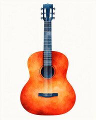 Fototapeta premium Watercolor illustration of guitar.